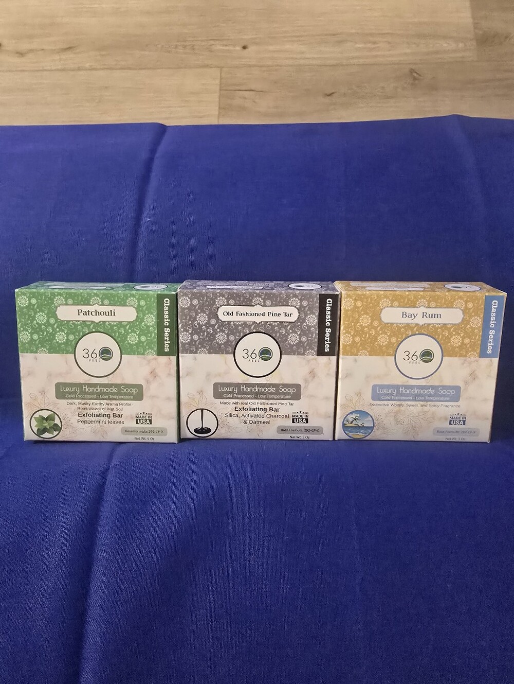 36° Luxury Handmade Hand Soap Bar - Patchouli, Pine Tar, Bay Rum (Set of 3)